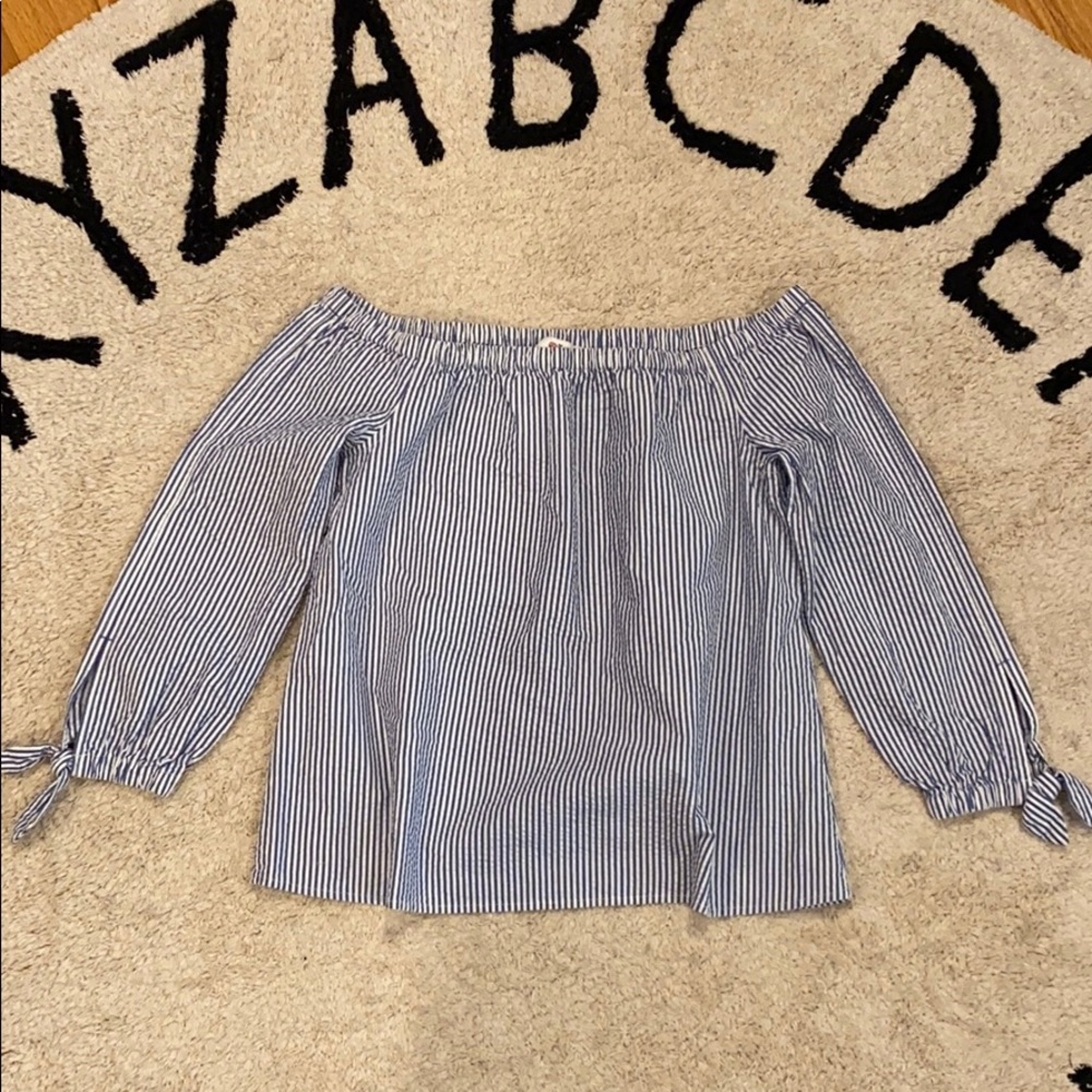 Seersucker Vineyard Vines off the Shoulder Top